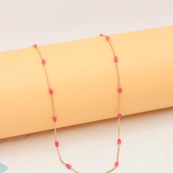 Elegant Rose Gold Beaded Necklace with Adjustable Chain, XPNL0336 - Picture 7 of 12